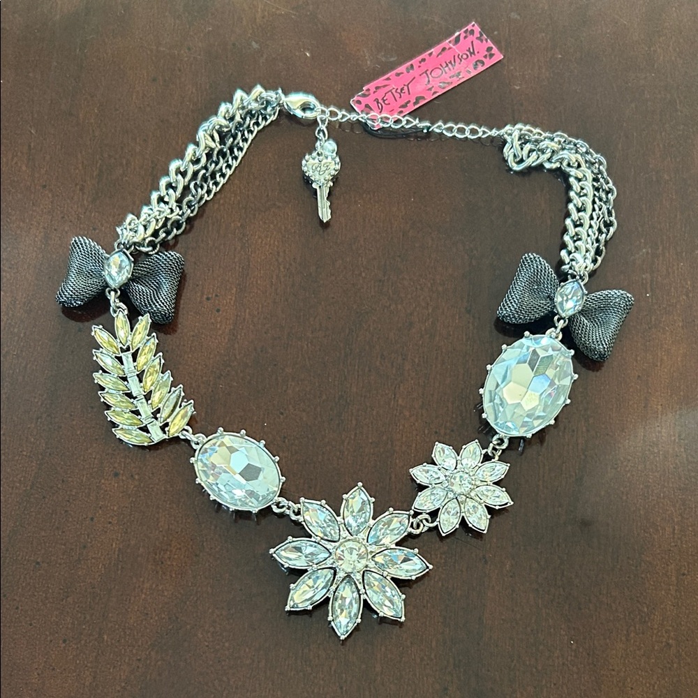 Betsey Johnson Silver and Black Statement Necklace